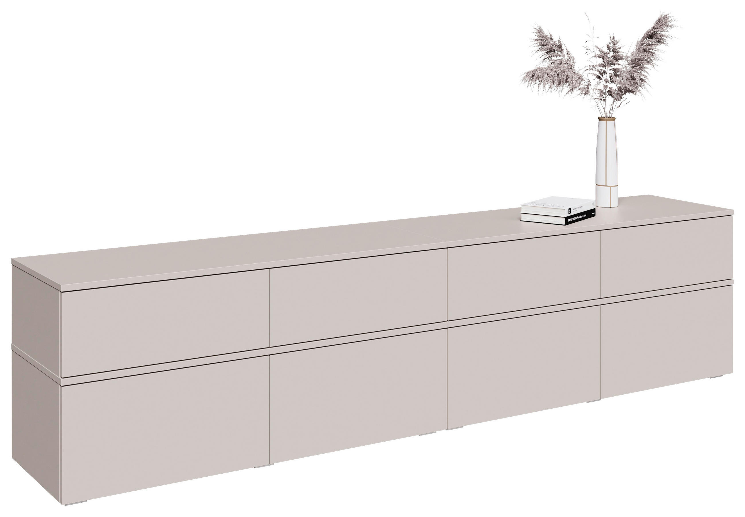 LOWBOARD  220/52/40 cm 4 Schublade(n) stehend, hängend  - Kaschmir/Silberfarben, Design, Holzwerkstoff/Kunststoff (220/52/40cm) - Xora