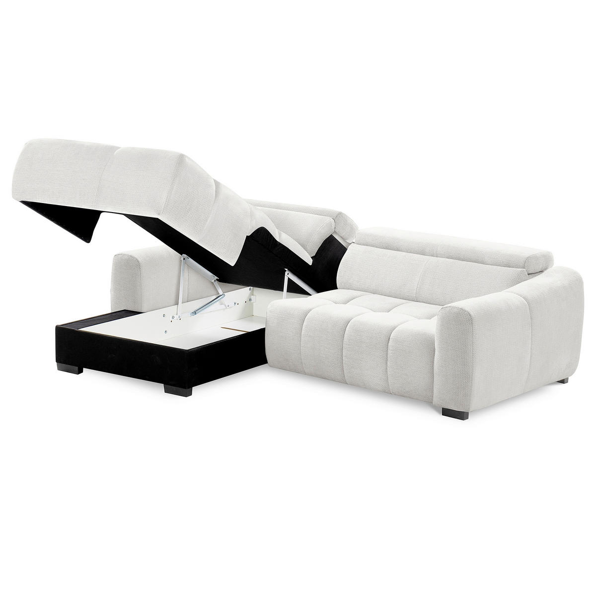 ECKSOFA  Webstoff Silberfarben  - Silberfarben/Schwarz, Design, Kunststoff/Textil (177/274cm) - Livetastic