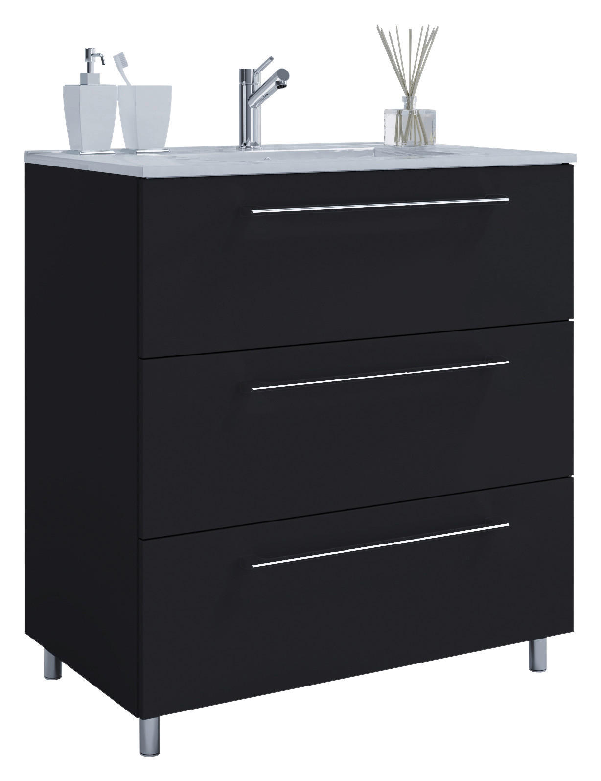 WASCHTISCHKOMBI 80 cm  - Weiss/Alufarben, Modern, Keramik/Holzwerkstoff (80cm) - MID.YOU