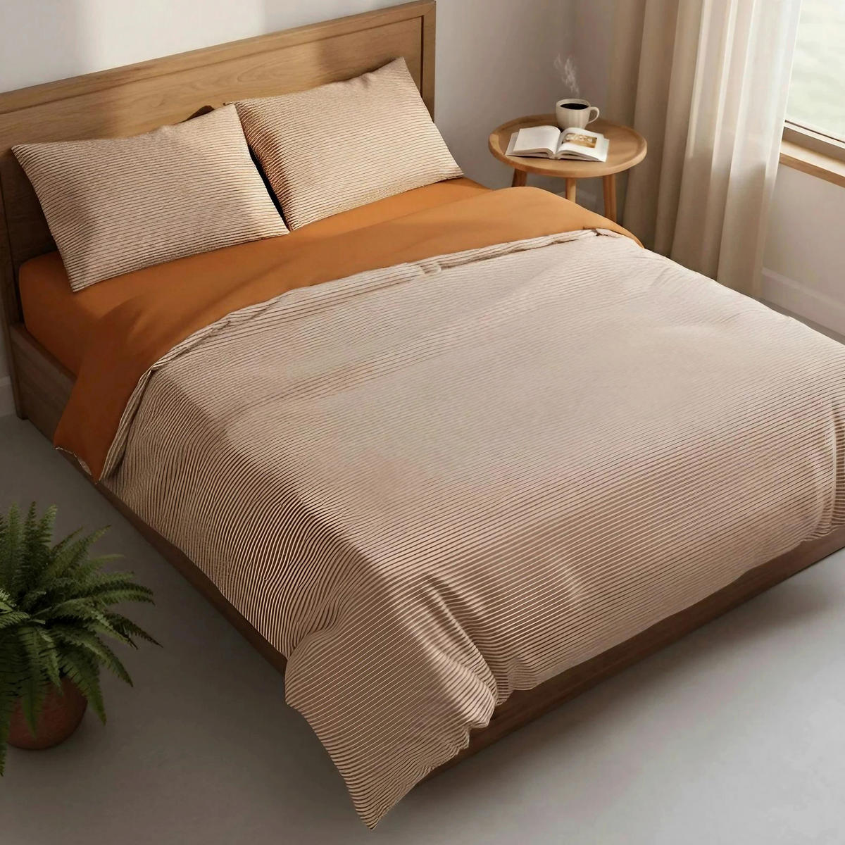 BETTWÄSCHE 135/200 cm  - Dunkelorange/Dunkelblau, Basics, Textil (135/200cm)