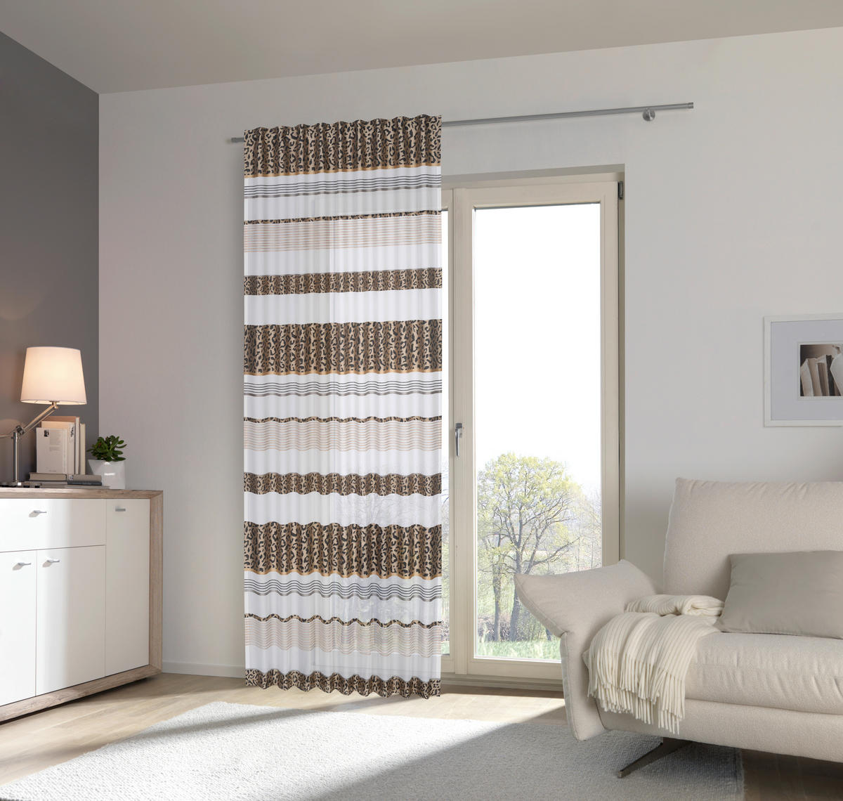 FERTIGVORHANG halbtransparent  - Taupe, Trend, Textil (140/245cm) - Esposa