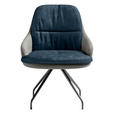 ARMLEHNSTUHL  Beinauswahl, Sitzfläche 360° drehbar, Stoff-/Lederauswahl Velours  Dunkelblau, Graublau  - Graublau/Schwarz, Design, Textil/Metall (60/86/66cm) - Dieter Knoll