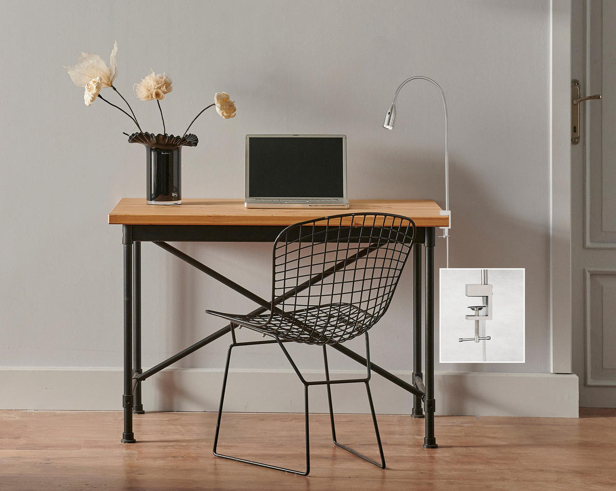 LED-KLÄMLAMPA - nickelfärgad, Klassisk, metall (4/60cm) - Fischer & Honsel