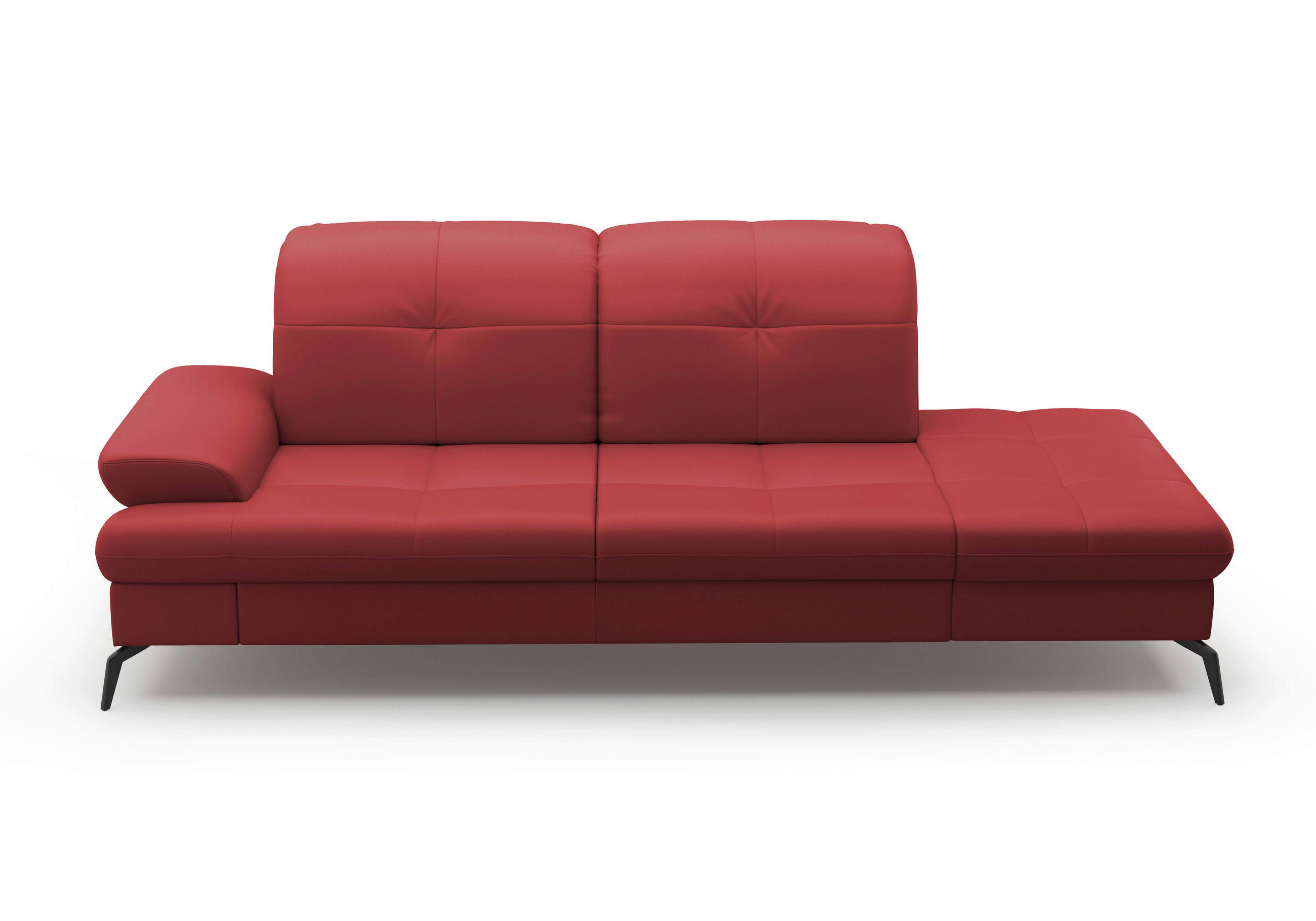 RÉCAMIERE in Echtleder Rot  - Rot/Schwarz, Konventionell, Leder/Metall (231/90/122cm) - Sit & More