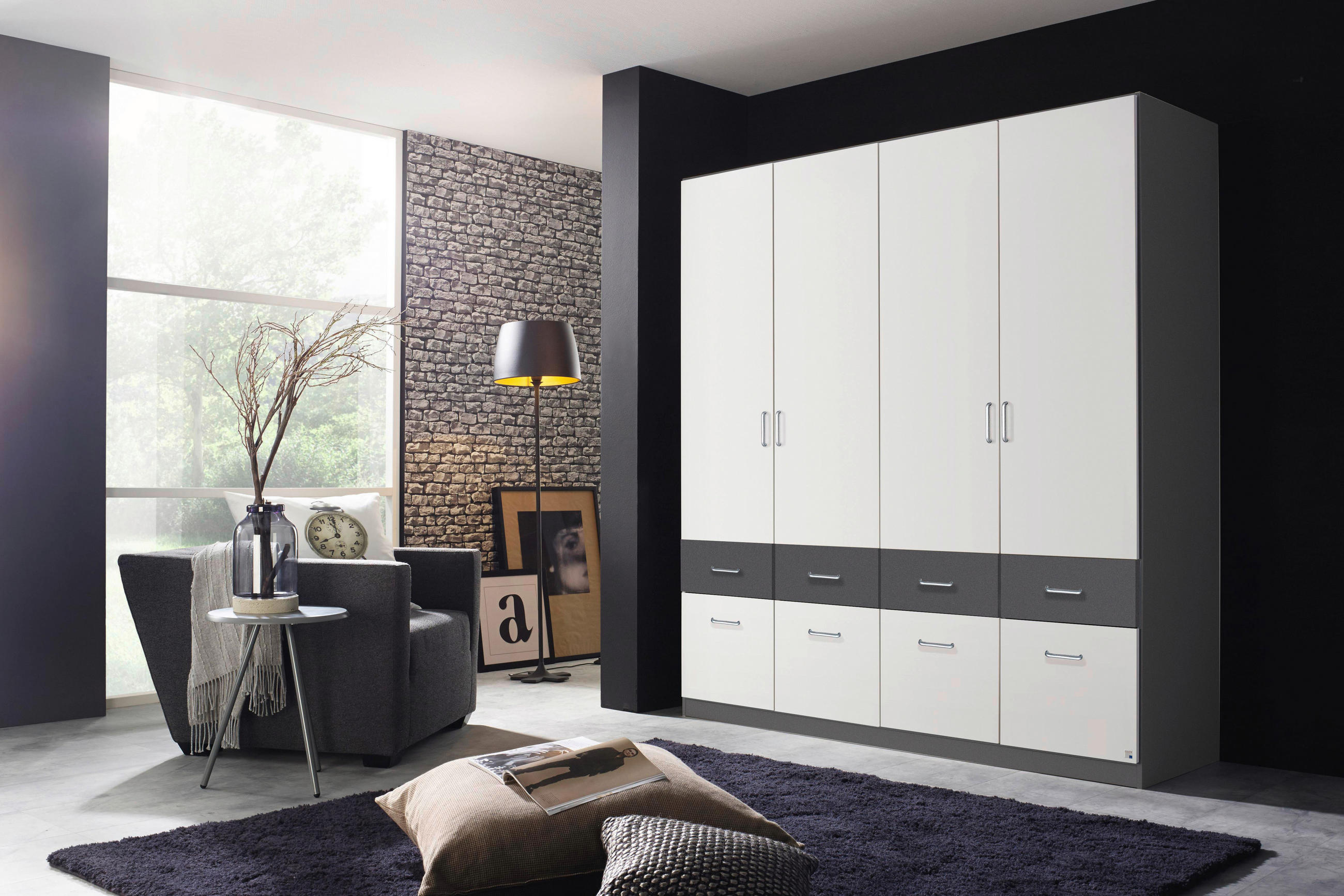 KLEIDERSCHRANK 181/197/54 cm Grau, Weiß  - Alufarben/Weiß, KONVENTIONELL, Holzwerkstoff/Kunststoff (181/197/54cm) - Rauch Möbel