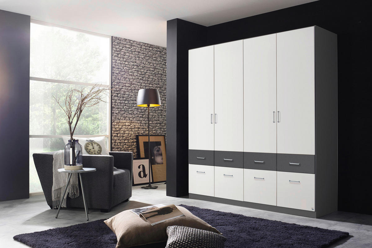 KLEIDERSCHRANK 181/197/54 cm Grau, Weiß  - Alufarben/Weiß, KONVENTIONELL, Holzwerkstoff/Kunststoff (181/197/54cm) - Rauch Möbel