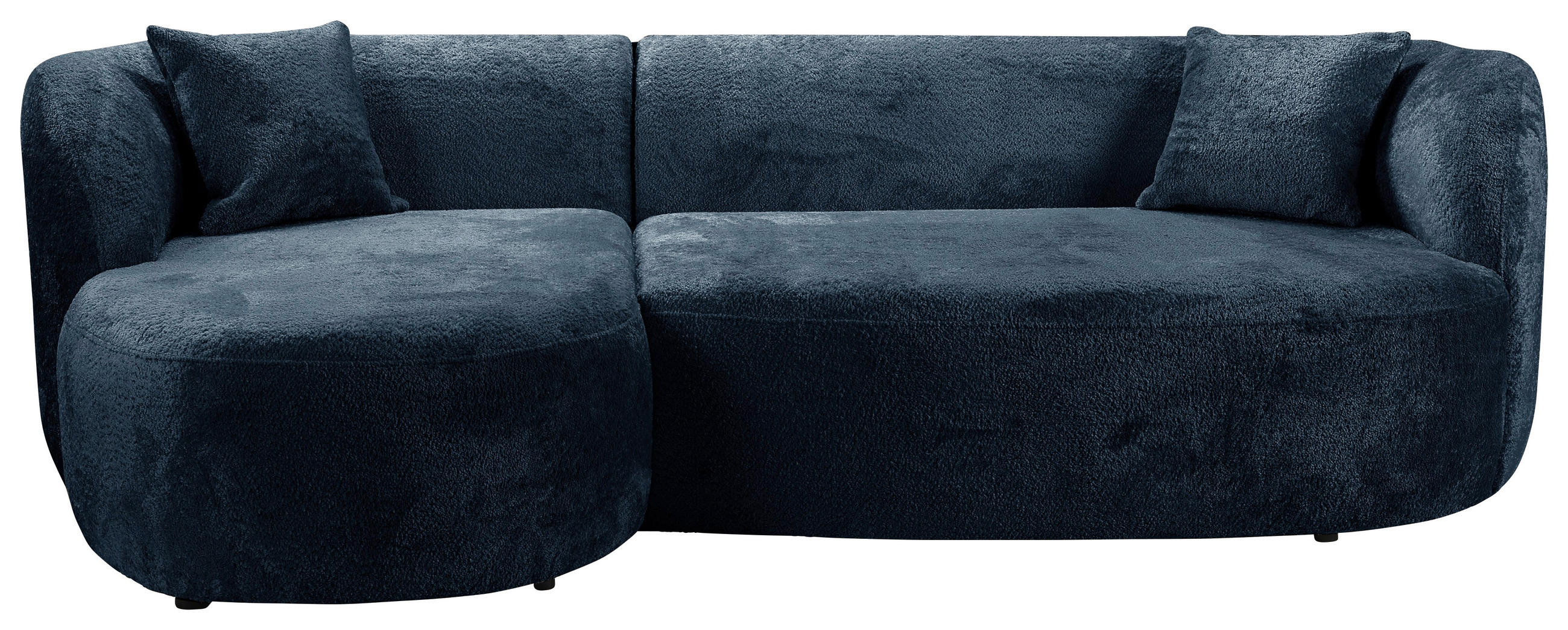 ECKSOFA in Bouclé Blau  - Blau/Schwarz, Design, Kunststoff/Textil (143/264cm) - MID.YOU