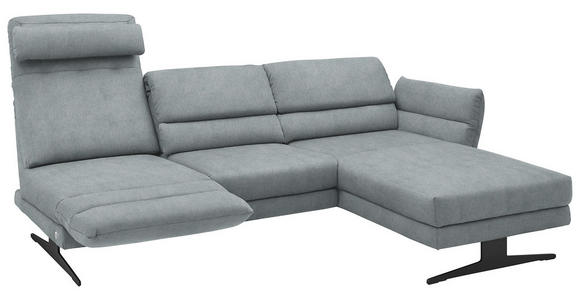 ECKSOFA  in Flachgewebe Hellblau  279-327/176-217 cm  - Schwarz/Hellblau, Design, Textil/Metall (279-327/176-217cm) - Dieter Knoll