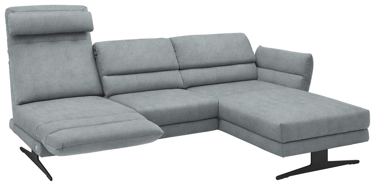 ECKSOFA in Flachgewebe Hellblau  - Schwarz/Hellblau, Design, Textil/Metall (279-327/176-217cm) - Dieter Knoll