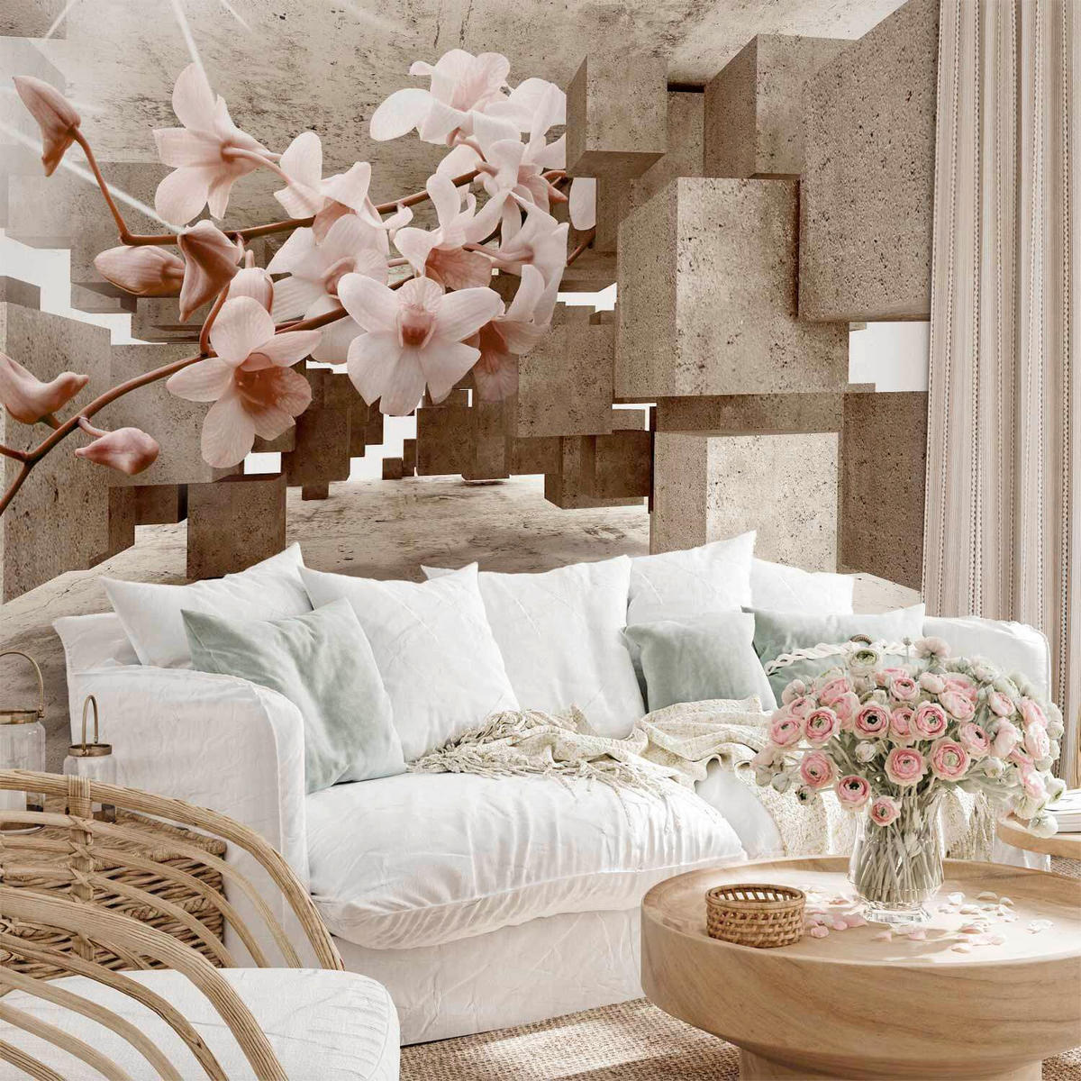 FOTOTAPETE - Pink/Beige, LIFESTYLE, Textil (400/280cm) - artgeist