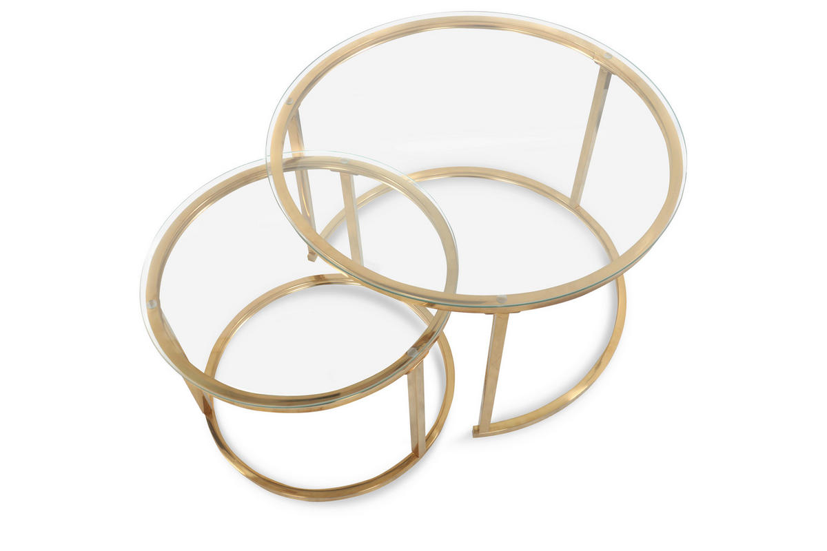 SET KLUB STOLIĆA višebojno, bijela, zlatne boje, prozirno  metal, staklo  - bijela/višebojno, Design, staklo/metal (50-70/50-70/38-45cm) - MID.YOU