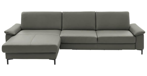 ECKSOFA  in Echtleder Grau  176/334 cm  - Schwarz/Grau, Design, Leder/Metall (176/334cm) - Dieter Knoll