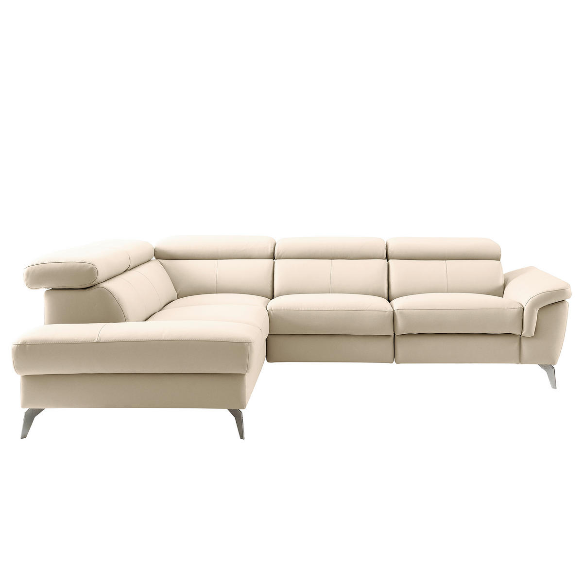 ECKSOFA  in Lederlook Echtleder Grau  210/265 cm  - Chromfarben/Grau, Design, Leder/Textil (210/265cm) - Livetastic