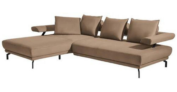 ECKSOFA in Mikrofaser Beige  - Beige/Schwarz, Design, Textil/Metall (224/305cm) - Dieter Knoll