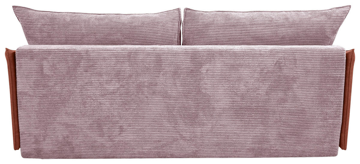 SCHLAFSOFA  mit Liegefunktion, Rücken echt Cord, Flachgewebe Rosa  - Schwarz/Rosa, KONVENTIONELL, Textil/Metall (223/72/100cm) - Carryhome
