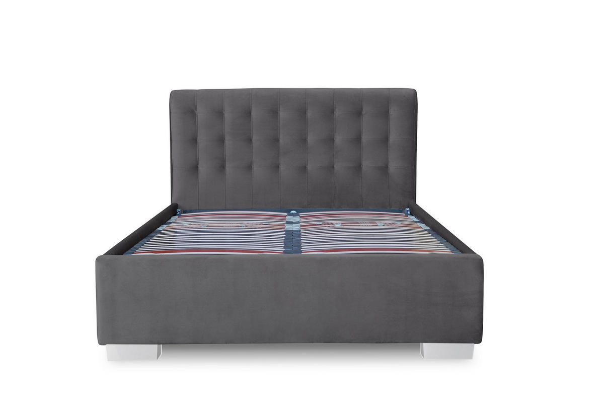 Pat Tapitat, 140/200 cm, gri - culoare crom/roz, Basics, plastic/lemn (140/200cm)