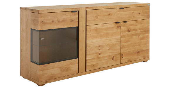 SIDEBOARD Graphitfarben, Wildeiche  170/79/43 cm  - Wildeiche/Anthrazit, Natur, Glas/Holz (170/79/43cm) - Linea Natura