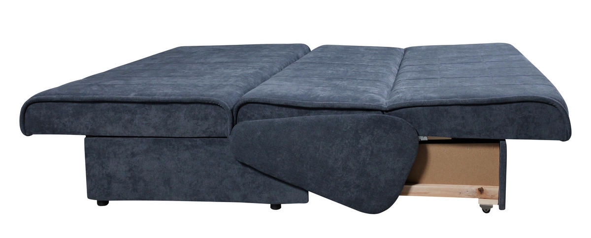 ZOFA S POSTELJNO FUNKCIJO,  modra tekstil  - modra/črna, Konvencionalno, tekstil (166/87/110cm) - Boxxx
