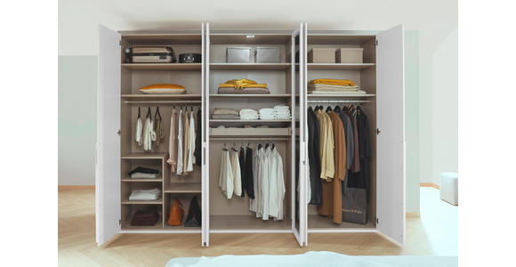 DREHTÜRENSCHRANK 301/235/60 cm 6-türig Grau, Hellgrau - Hellgrau/Grau, Trend, Glas/Holzwerkstoff (301/235/60cm) - Novel