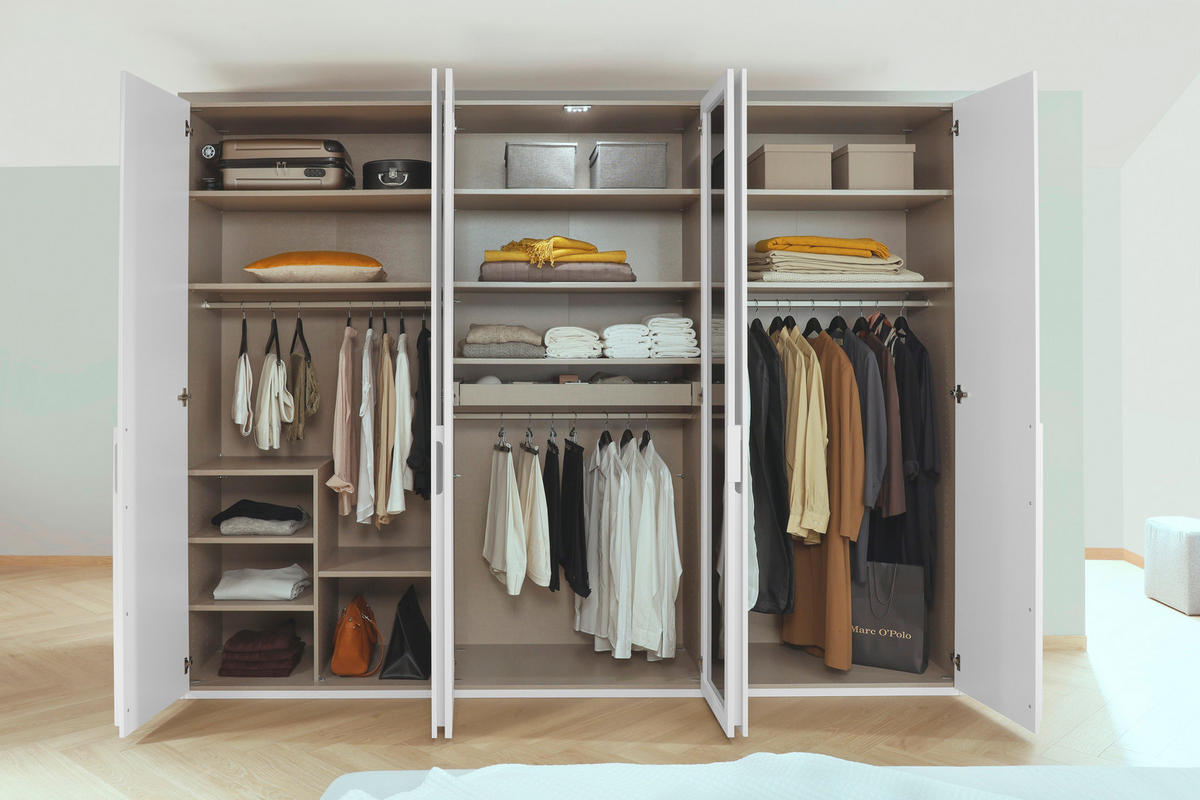 DREHTÜRENSCHRANK in Hellgrau  - Hellgrau, Trend, Glas/Holzwerkstoff (301/223/60cm) - Novel