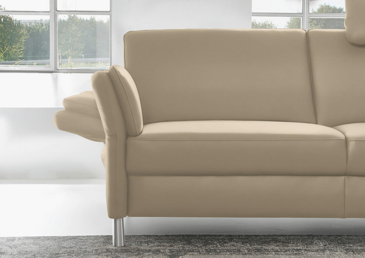 2,5-SITZER in Echtleder Grau  - Alufarben/Grau, Design, Leder/Metall (164/82/99cm) - Dieter Knoll