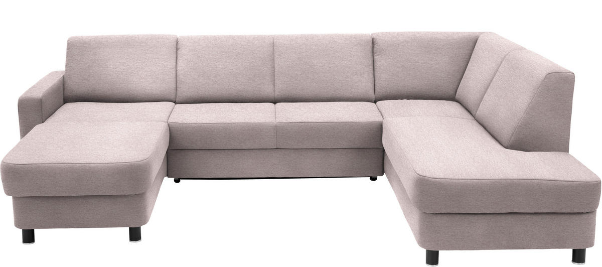 WOHNLANDSCHAFT in Webstoff Hellrosa  - Hellrosa/Schwarz, Design, Holz/Textil (165/296/198cm) - Xora