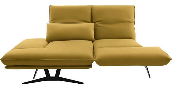 ECKSOFA in Echtleder Gelb 130/210 cm - Gelb/Schwarz, Design, Leder/Metall (130/210cm) - Dieter Knoll