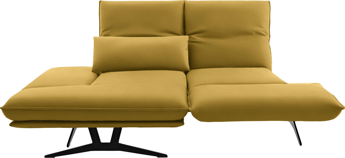ECKSOFA in Echtleder Gelb  - Gelb/Schwarz, Design, Leder/Metall (130/210cm) - Dieter Knoll