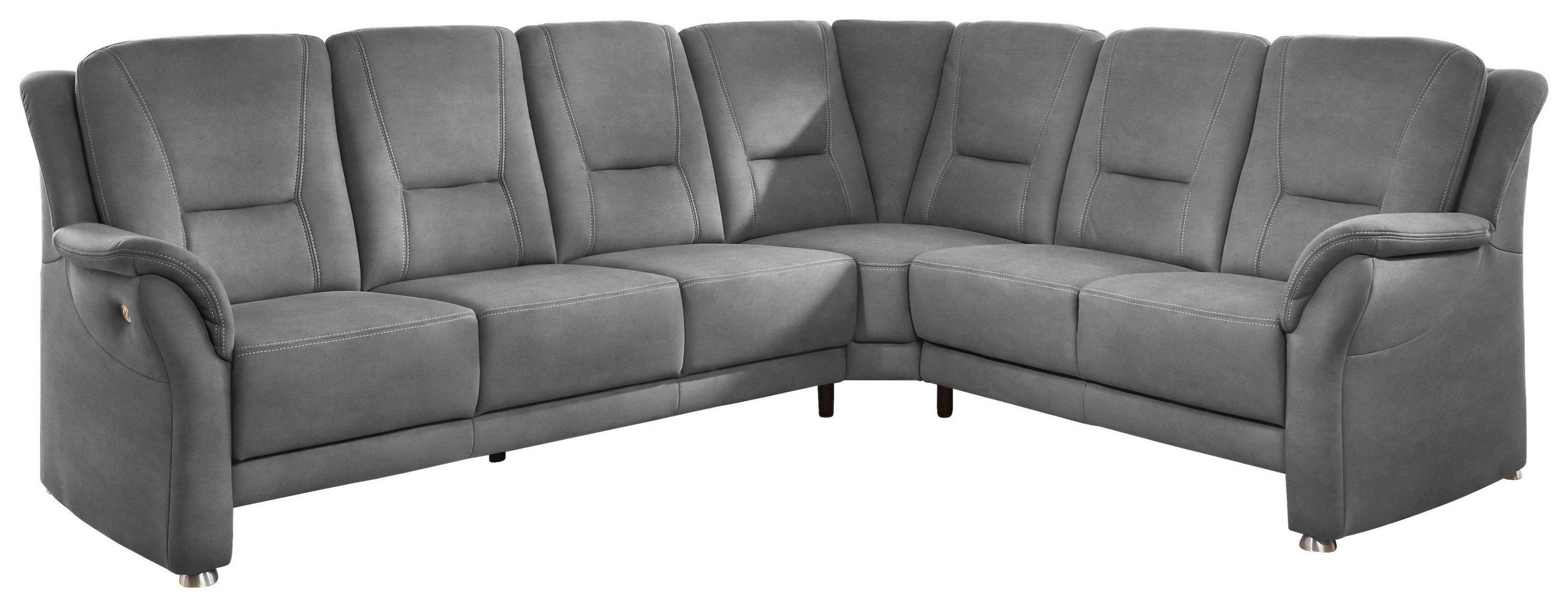 ECKSOFA in Mikrofaser Grau  275/223 cm  - Beige/Alufarben, KONVENTIONELL, Textil/Metall (275/223cm) - Beldomo Comfort
