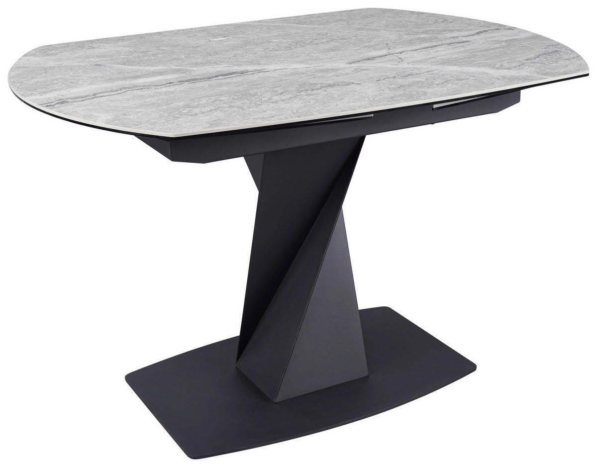 ÉTKEZŐASZTAL - fekete/szürke, Design, Üveg/fém (120-178/90/76cm) - Novel