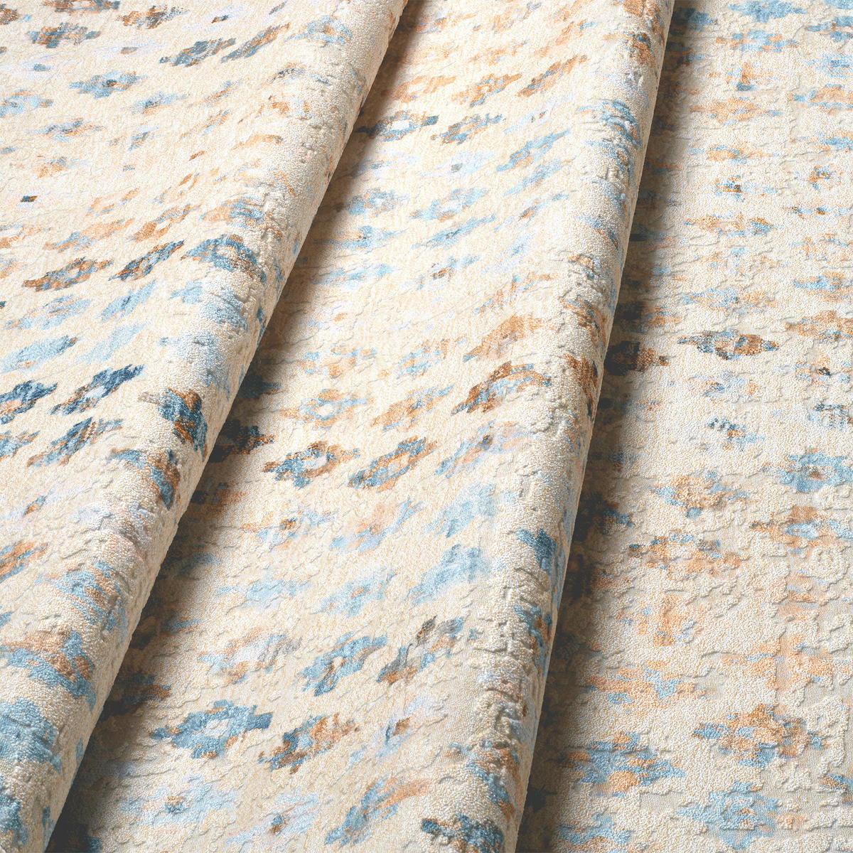 VINTAGE-TEPPICH Ondea Zigira 130/190 cm  in Creme, Pastellblau, Cognac  - Pastellblau/Cognac, Trend, Kunststoff/Textil (130/190cm) - Lindorug
