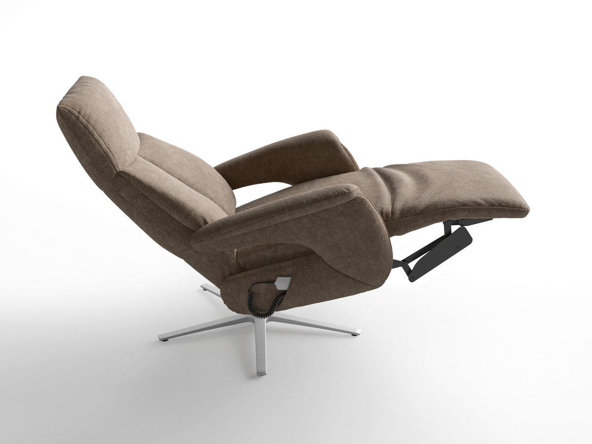 RELAXAČNÍ KŘESLO, textil, hnědá - barvy stříbra/hnědá, Basics, kov/textil (75/110/85cm) - Sit & More
