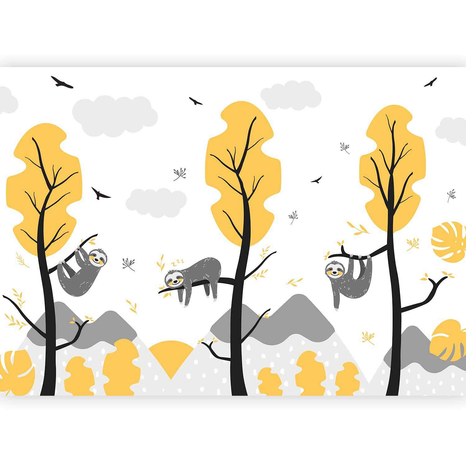 FOTOTAPET 300/210 cm  - grå/gul, Lifestyle, textil (300/210cm) - artgeist