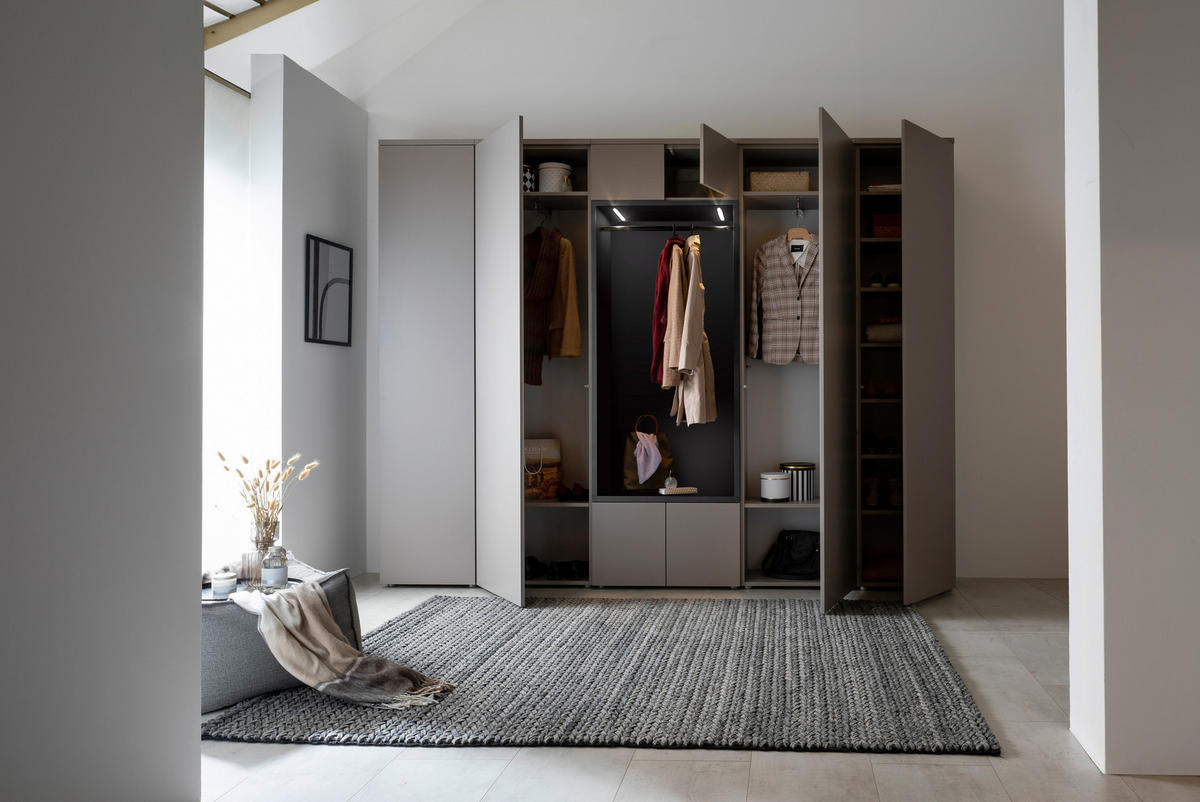 GARDEROBE 7-teilig  in 296/233/39 cm  - Anthrazit/Grau, Design, Holzwerkstoff (296/233/39cm) - Moderano