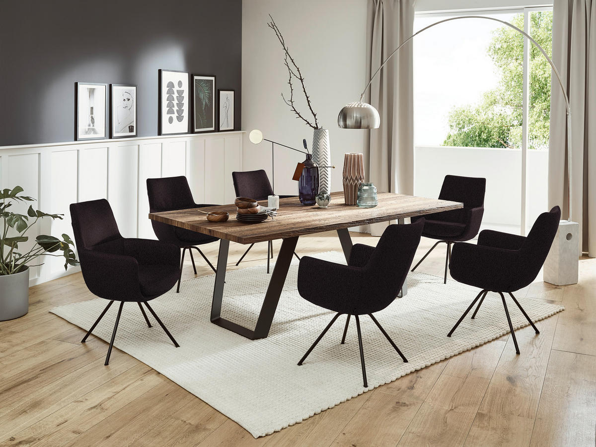 ARMLEHNSTUHL Stahl Echtleder  - Dunkelbraun/Schwarz, Design, Leder/Metall (60/90/61cm) - Dieter Knoll