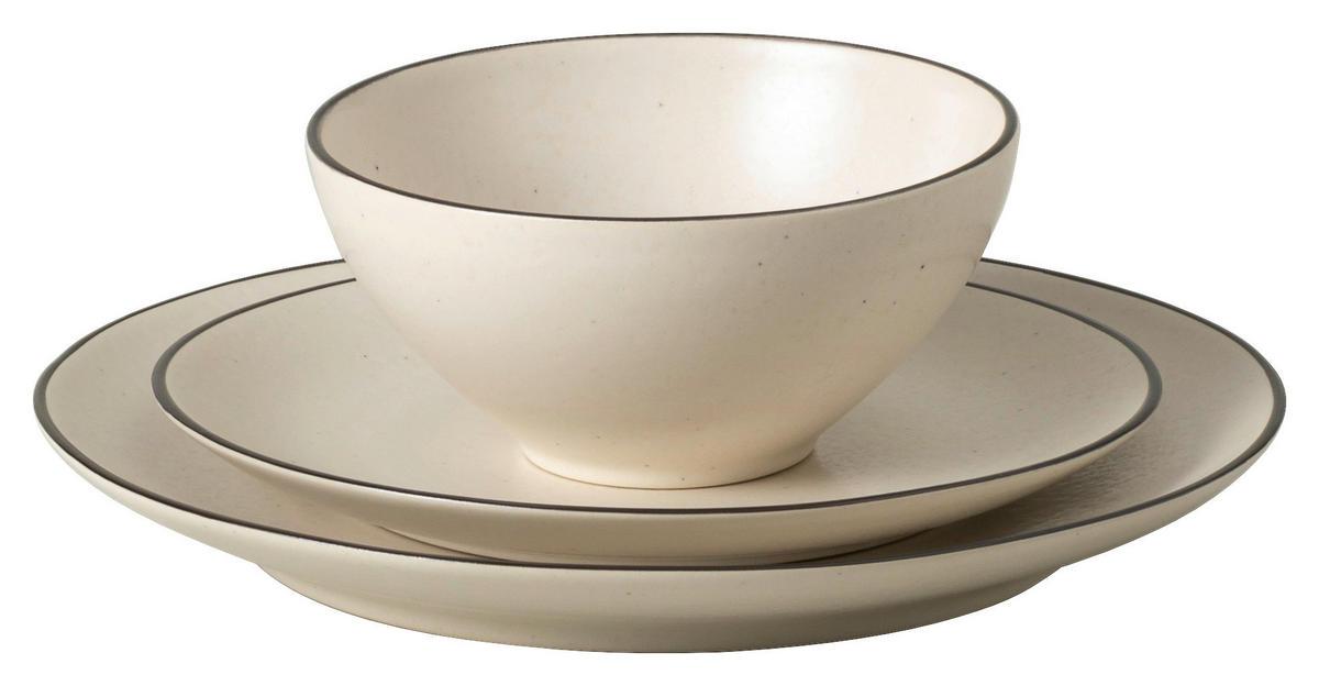 KOMBISERVICE Schwarz, Beige AUGUSTA 12-teilig 4 Personen  - Beige/Schwarz, Basics, Keramik - Costa Nova