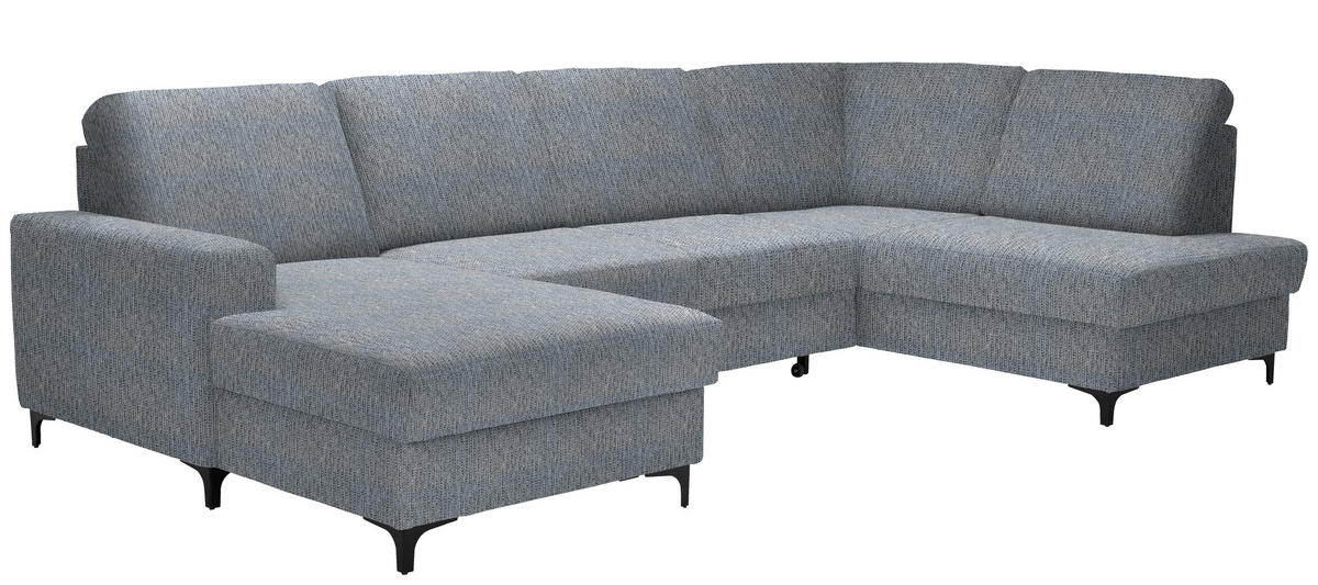WOHNLANDSCHAFT in Webstoff Hellgrau  - Hellgrau/Schwarz, Konventionell, Textil/Metall (167/317/185cm) - Stylife