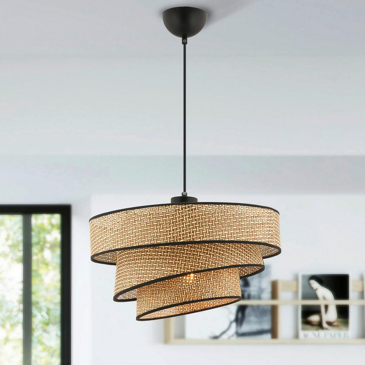 HÄNGELEUCHTE 40/72 cm   - Beige/Schwarz, Design, Textil/Metall (40/72cm) - P & B