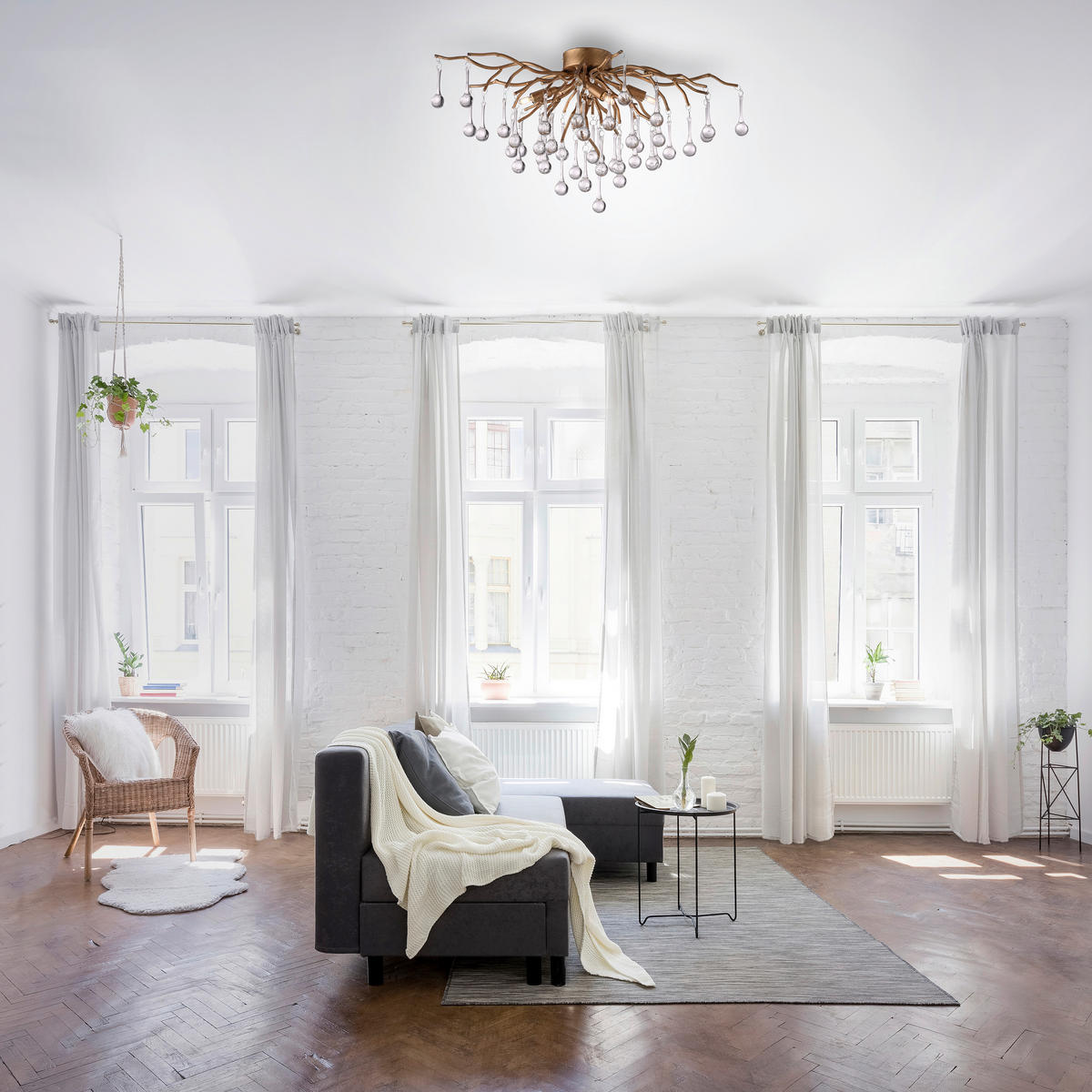 PLAFONJERA Icicle  - Romantično / Seoski, metal/plastika (60/30/35cm)