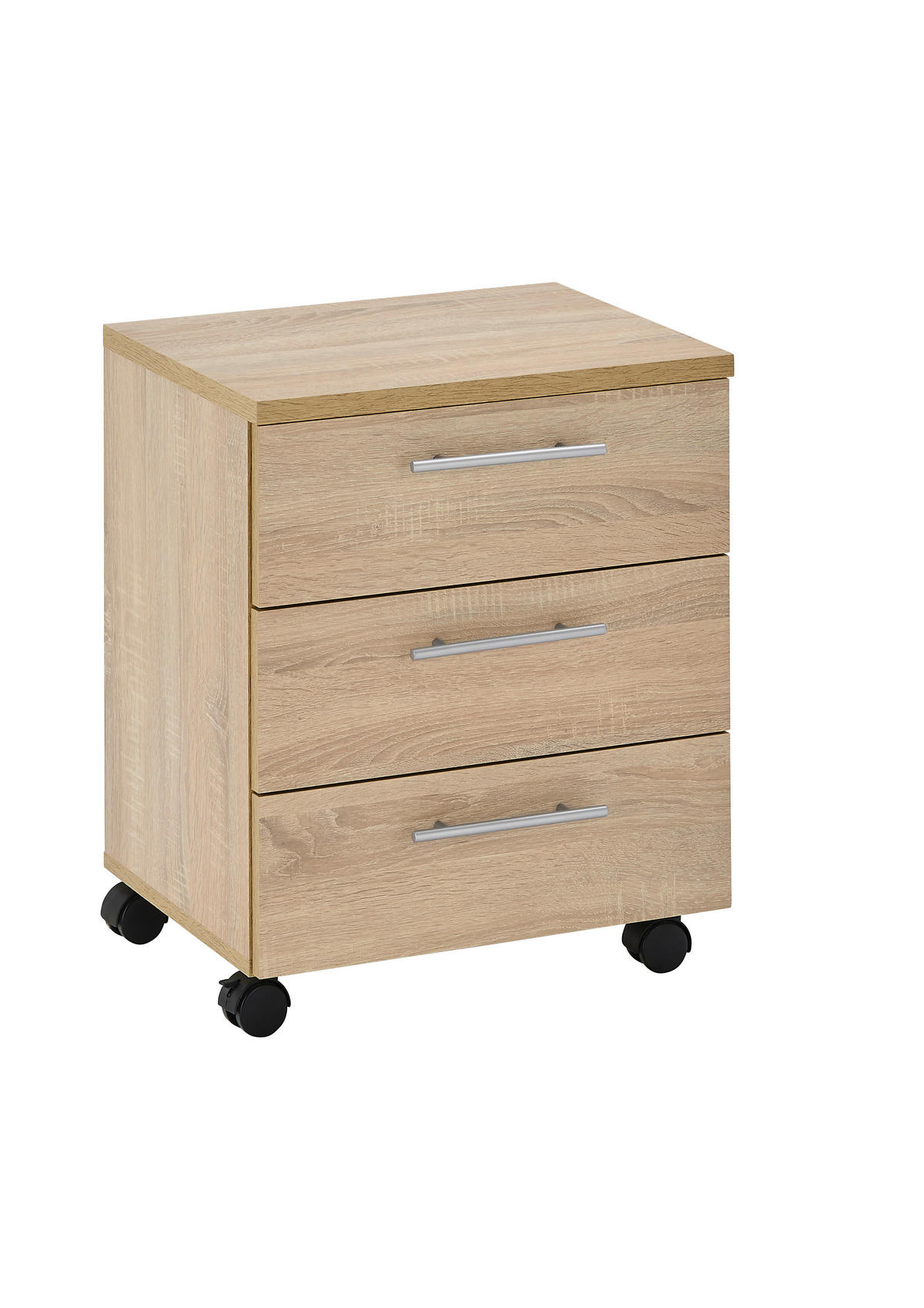 ROLLCONTAINER Sonoma Eiche  - Silberfarben/Sonoma Eiche, MODERN, Holzwerkstoff/Kunststoff (40/56/39cm) - Carryhome