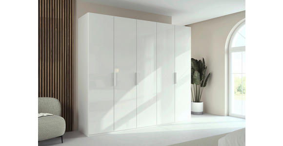 DREHTÜRENSCHRANK 251/235/61 cm,  in Weiß, 5-türig  - Weiß, Basics, Glas/Holzwerkstoff (251/235/61cm) - Novel