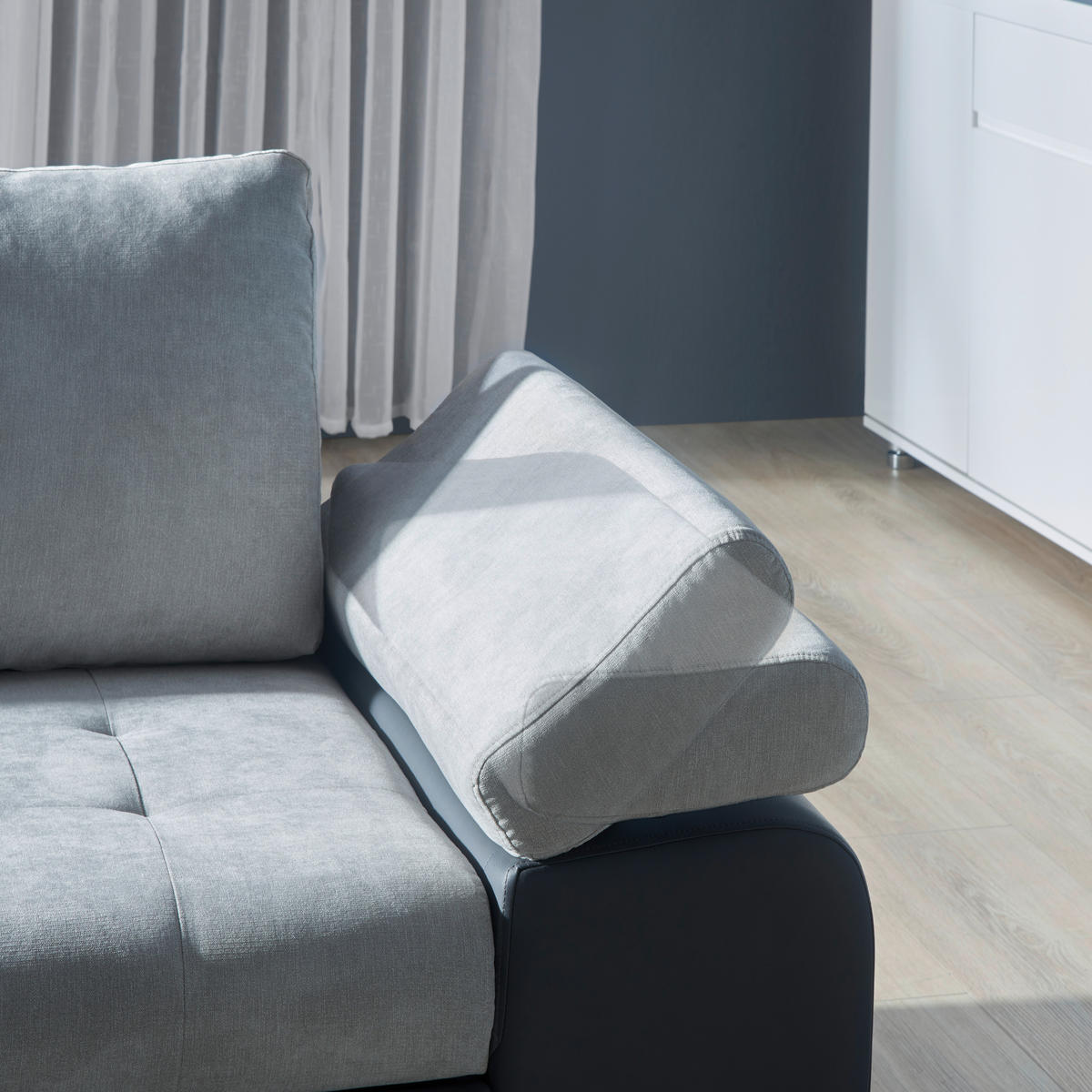 ECKSOFA in Flachgewebe Grau, Dunkelgrau  - Dunkelgrau/Grau, Design, Kunststoff/Textil (175/271cm) - MID.YOU