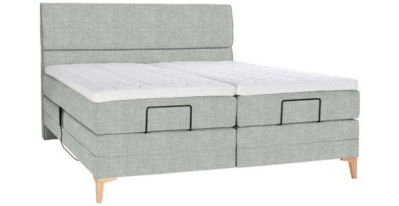 BOXSPRINGBETT 180/200 cm in Hellgrau - Eichefarben/Hellgrau, KONVENTIONELL, Holz/Textil (180/200cm) - Voleo