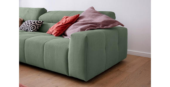 ECKSOFA in Feincord Olivgrün  - Schwarz/Olivgrün, KONVENTIONELL, Kunststoff/Textil (219/311cm) - Hom`in