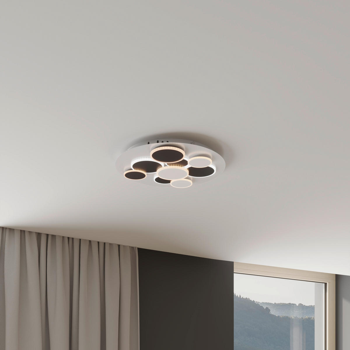 STROPNÍ LED SVÍTIDLO, 46,8/6 cm  - bílá/černá, Trend, kov/plast (46,8/6cm) - Novel