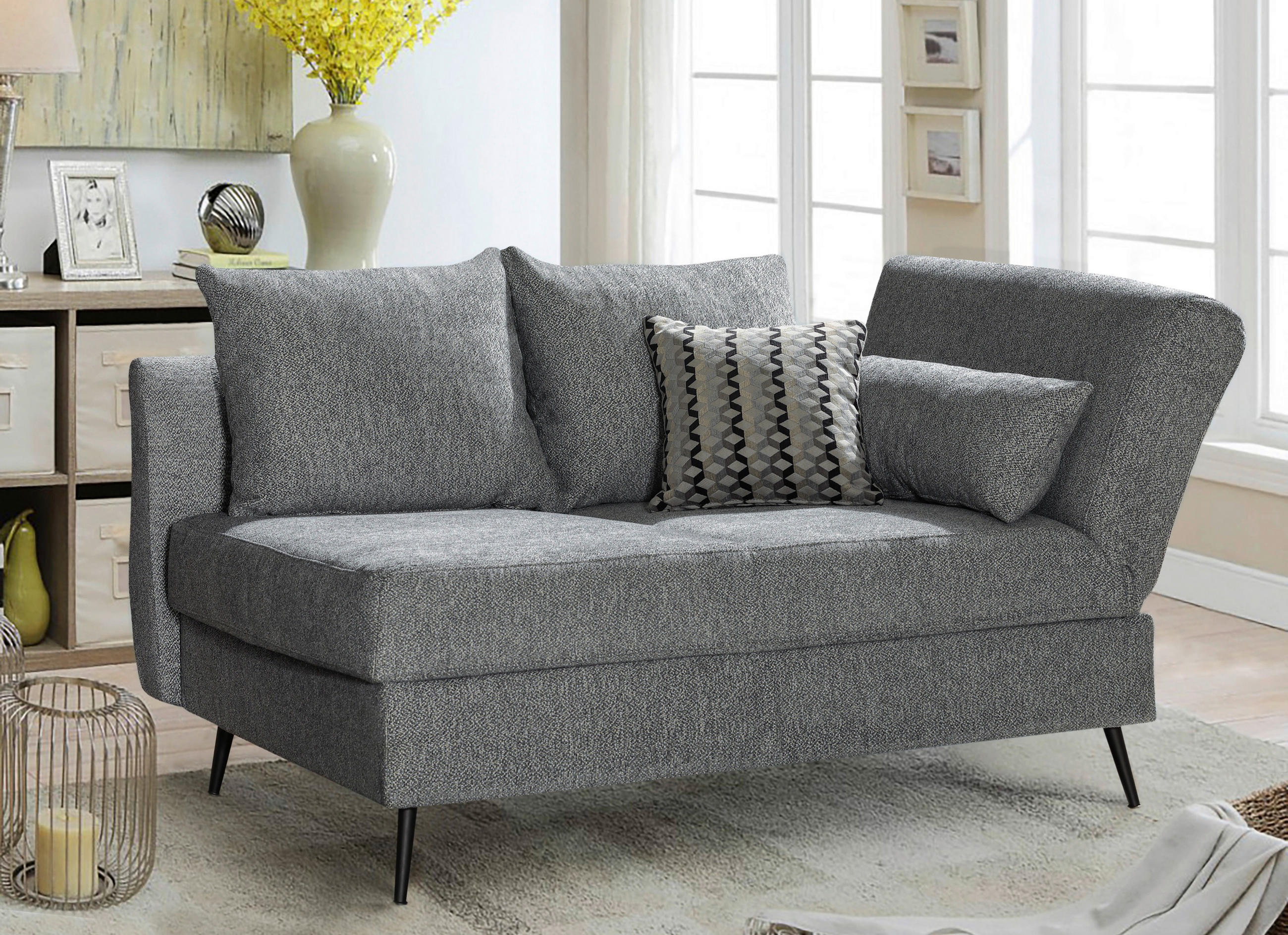RÉCAMIERE Grau, Beige Webstoff  - Beige/Schwarz, Design, Textil/Metall (205/90/92cm) - Novel