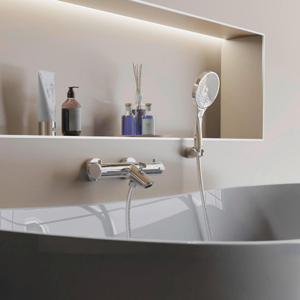 BADEWANNENARMATUR  - Chromfarben, Design, Metall (27,5/4/18cm) - Schütte