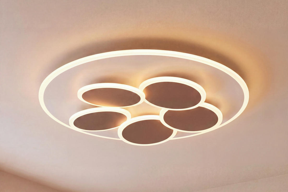 STROPNÉ LED SVIETIDLO, 49/7.5 cm  - hnedá/sivá, Design, kov (49/7.5cm) - Trio Leuchten
