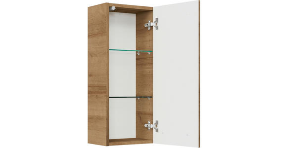 HÄNGESCHRANK 30/70/20 cm  - Chromfarben/Eichefarben, KONVENTIONELL, Glas/Holzwerkstoff (30/70/20cm) - Xora