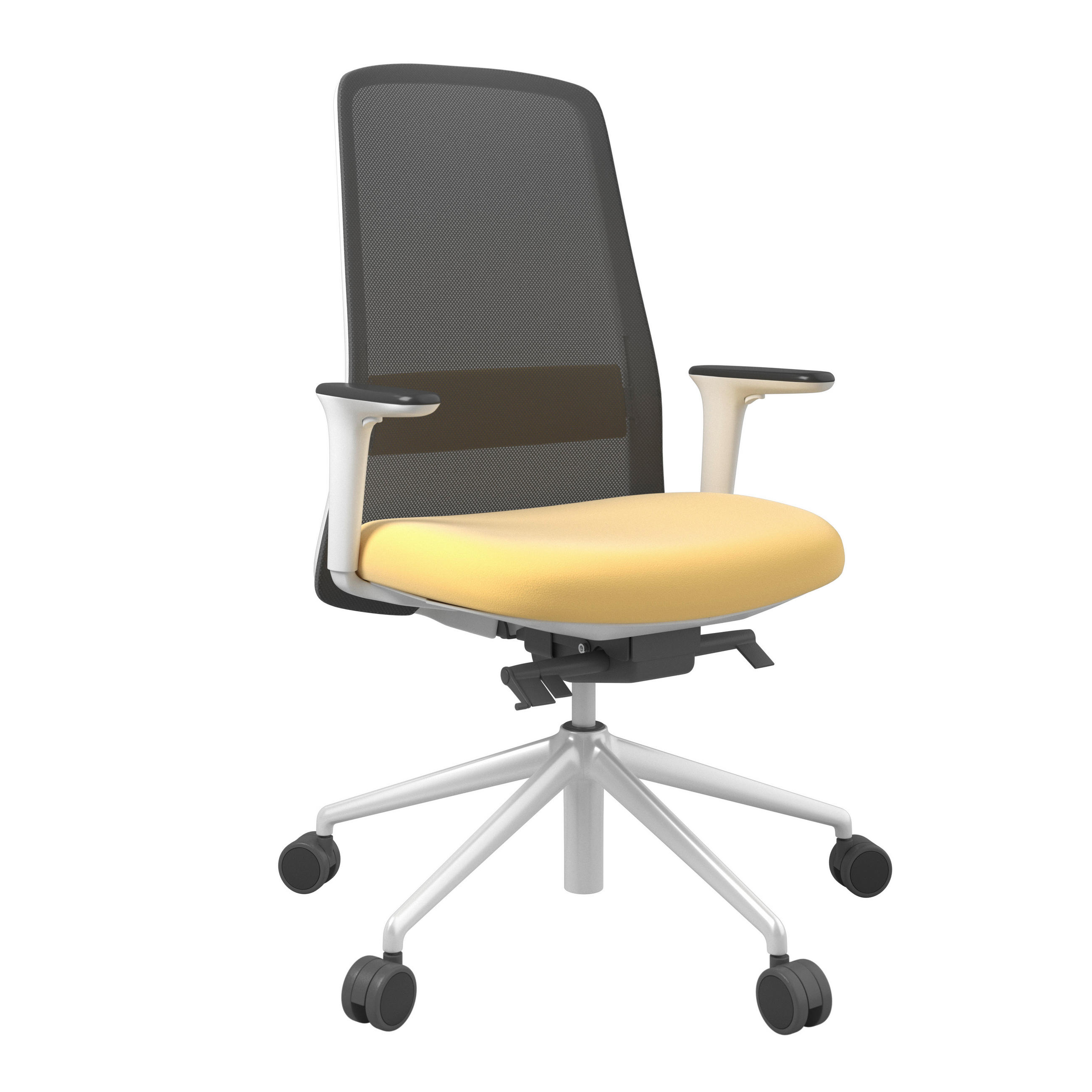 XXXLutz Drehstuhl Gelb, Schwarz, 70x103-115x70 cm
